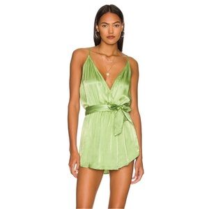 REVOLVE Lime Green Satin Romper